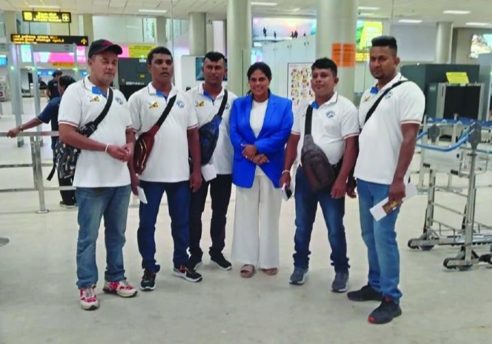 Our CEO with workers at the airport